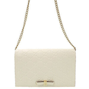 Gucci Guccissima Signature Bow Wallet on Chain Bag White